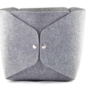 Large storage basket, high gray felt storage bin, felt bin, basket toys, storage box, storage bin, toy storage box, gray storage bin