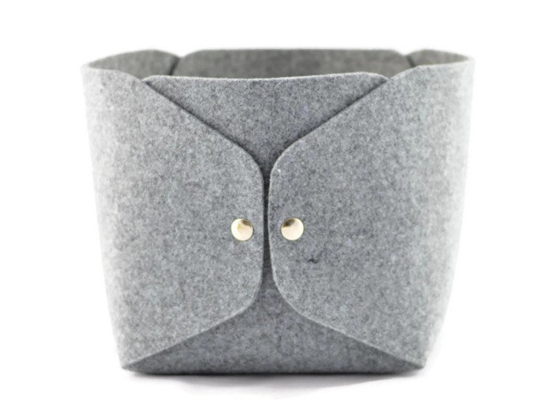 Storage Basket High Medium Grey Felt Storage Bin Felt Bin Etsy