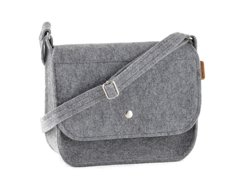 Crossbody Felt Minimalist Purse With the Flap Long Strap Etsy