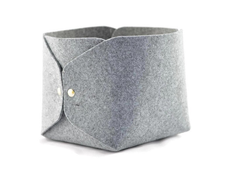 Storage Basket High Medium Grey Felt Storage Bin Felt Bin Etsy