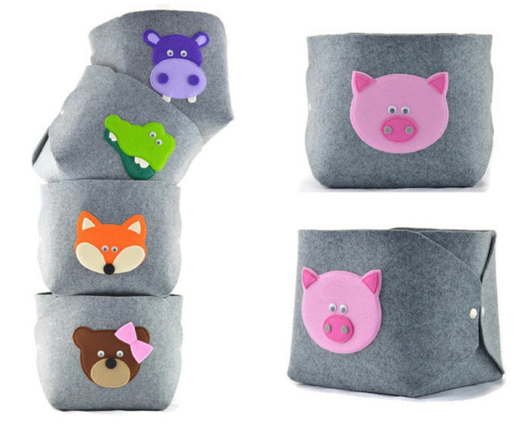 Toy Storage Basket, Felt Storage Bin, Felt Bin, Felt Basket Toys
