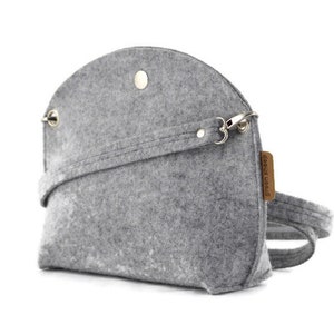 Petit sac à main en bandoulière, sac à main en feutre minimaliste gris, petit sac en feutre, mini sac à main, moderne, cadeau pour elle image 9