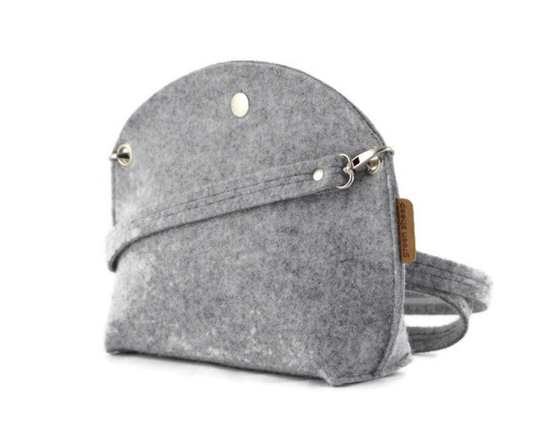 Petit sac à main en bandoulière, sac à main en feutre minimaliste gris, petit sac en feutre, mini sac à main, moderne, cadeau pour elle image 9