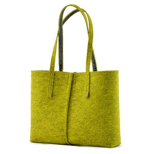 Minimalist felt handbag lime green, Tote big Size Felt Bag, handbag felted modern, green shopping bag, shoulder bag, minimalist handbag,