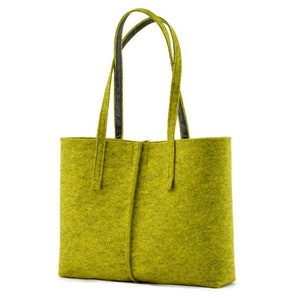 Minimalistische Filzhandtasche lindgrün, Henkeltasche, Henkeltasche, Filztasche, Handtasche gefilzt, grüne Einkaufstasche, Umhängetasche, minimalistische Handtasche