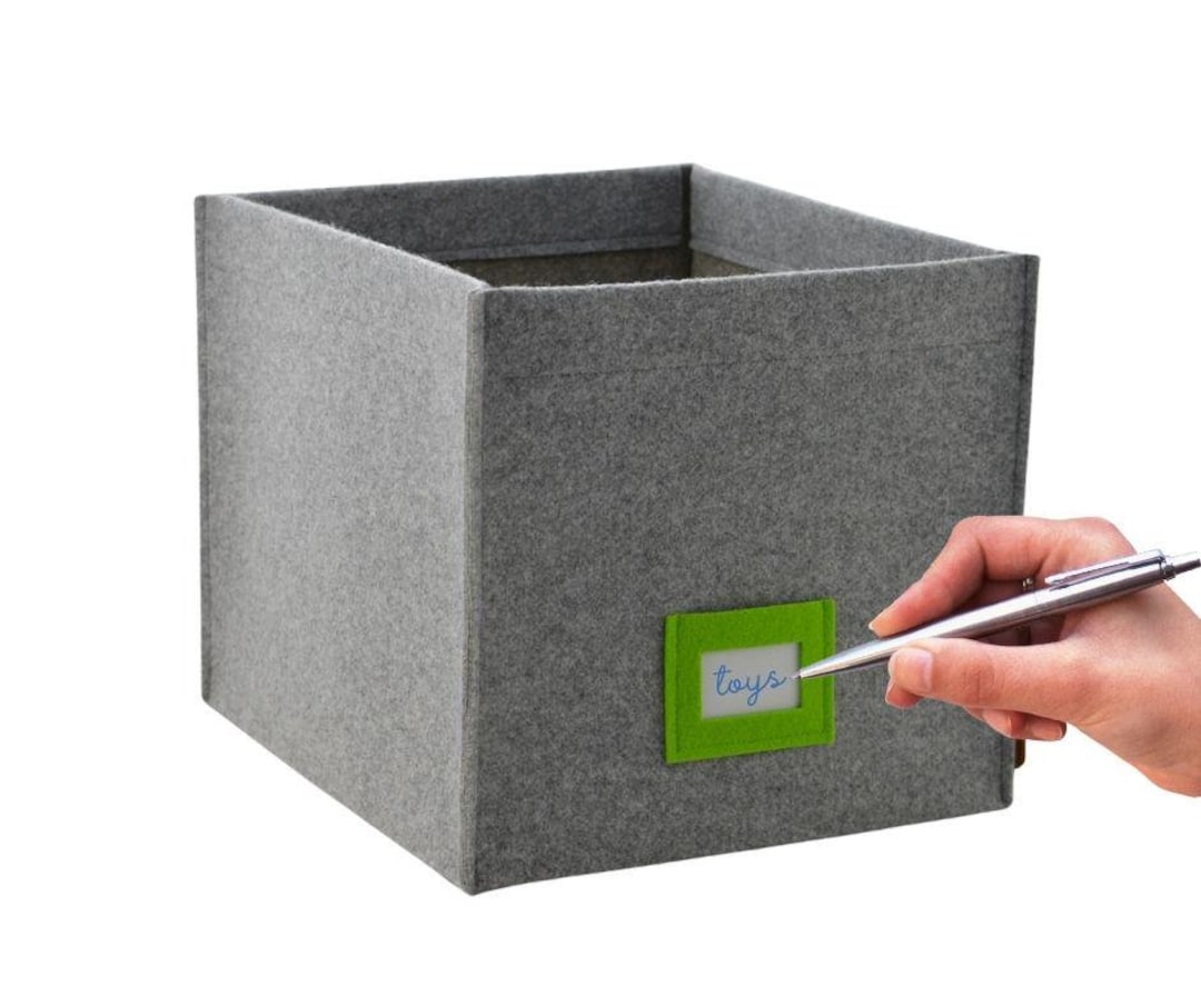 Large Storage Box With Window for Labelling, Felt Basket With Tag, Ikea ...
