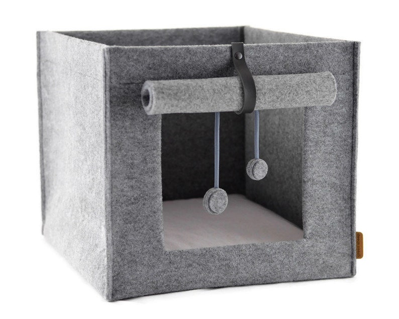 Felt and leather cat bed PILLOW included fits to Ikea Kallax Etsy