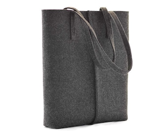 Sac à main en feutre de charbon de bois, sac à main minimaliste, Tote big Felt Bag, sac à main anthracite, éco moderne, sac à provisions, sac à bandoulière, sac à main minimaliste,