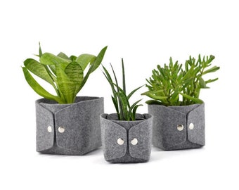 Set of case for planters, Flower Pot, Succulent Planter, pot planter, felt storage box, felt bin, storage box, Makeup Storage,