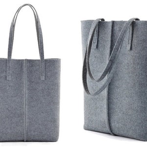 Sac à main en feutre de charbon de bois, sac à main minimaliste, Tote big Felt Bag, sac à main anthracite, éco moderne, sac à provisions, sac à bandoulière, sac à main minimaliste, image 5