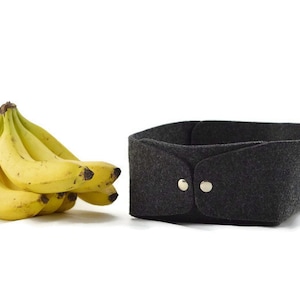 Storage basket, charcoal felt storage box, charcoal felt bawl, medium low storage box, housewarming gift idea, nordic design basket