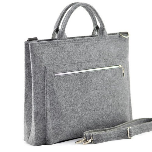 Gray Minimalist Laptop Bag Made Out of Felt Messenger Grey Etsy