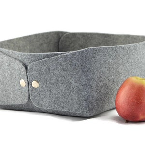 Nordic design storage basket, low large grey felt storage box, bawl, plateu, toy storage box, gray felt scandi homedecor,