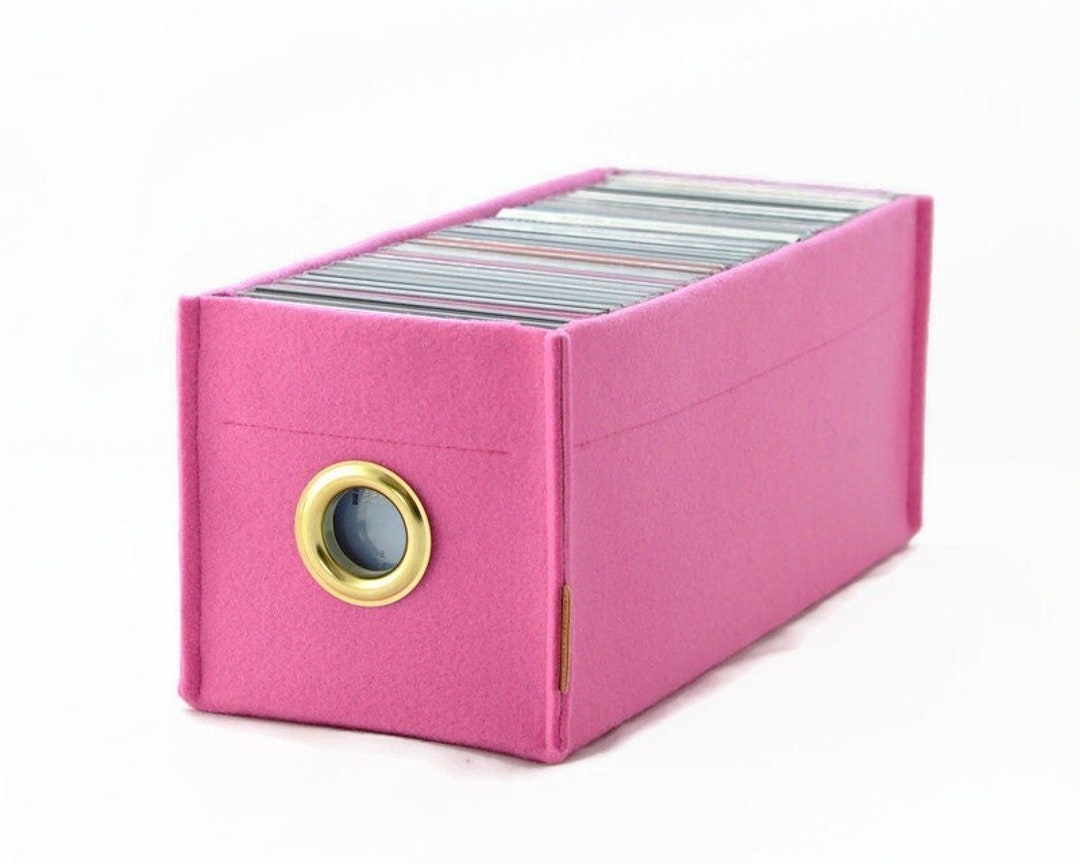 CD Storage Box With Metal Circle, Color Felt Basket, Minimalist