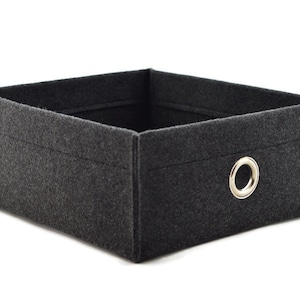 Felt storage low box with metal handle, fits to Ikea Kallax, Expedit insert, minimalist scandinavian basket, drona box, housewarming gift