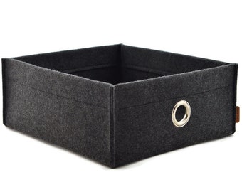 Felt storage low box with metal handle, fits to Ikea Kallax, Expedit insert, minimalist scandinavian basket, drona box, housewarming gift