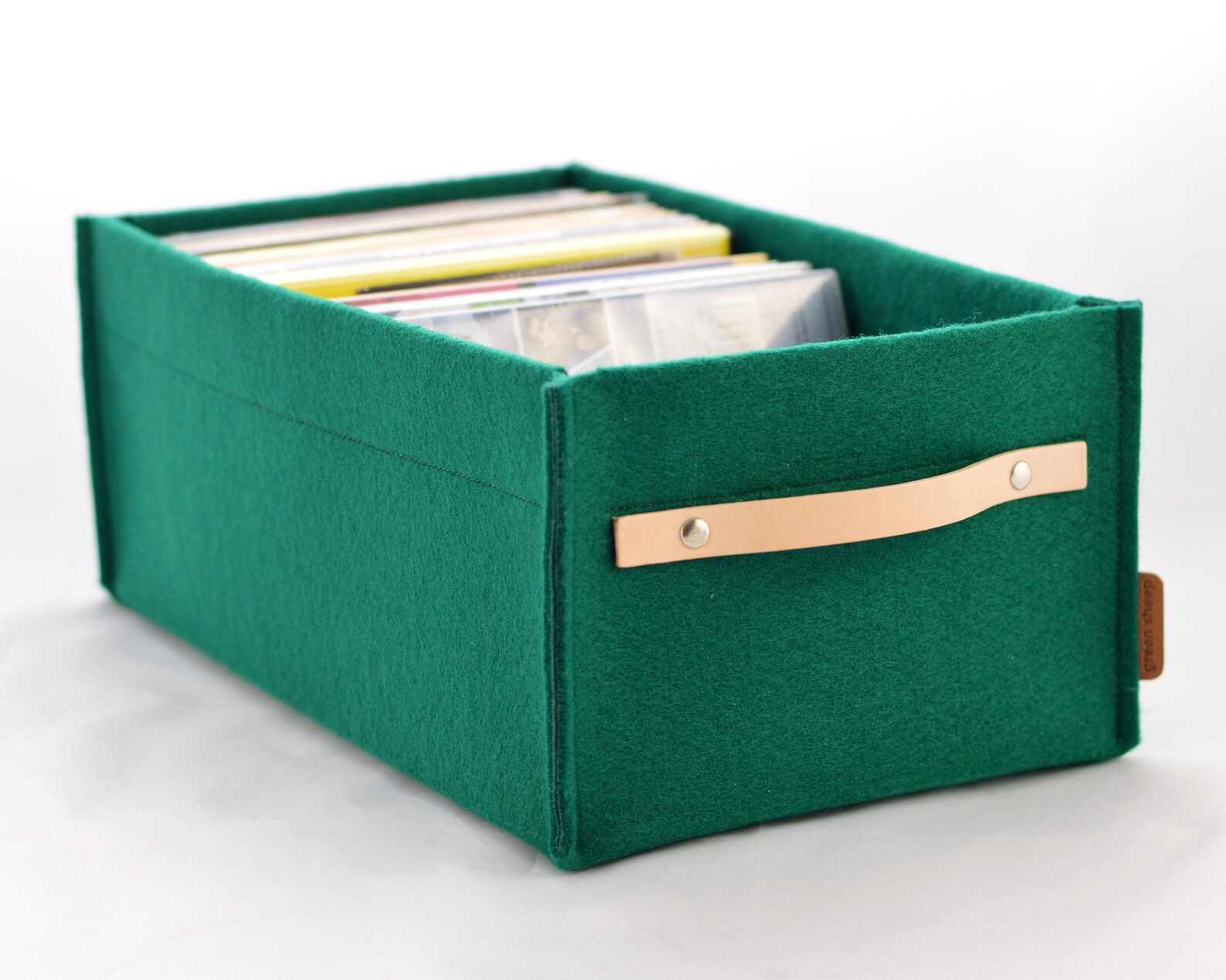 DVD Storage Box With Leather Handle Color Felt Basket Etsy