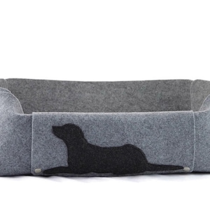 Dog Bed with a pillow, Felt Dog House, Dog Lover Gift, Room Decor, Gray, Charcoal, Anthracite, cosy puppy bed, gift for a dog image 4