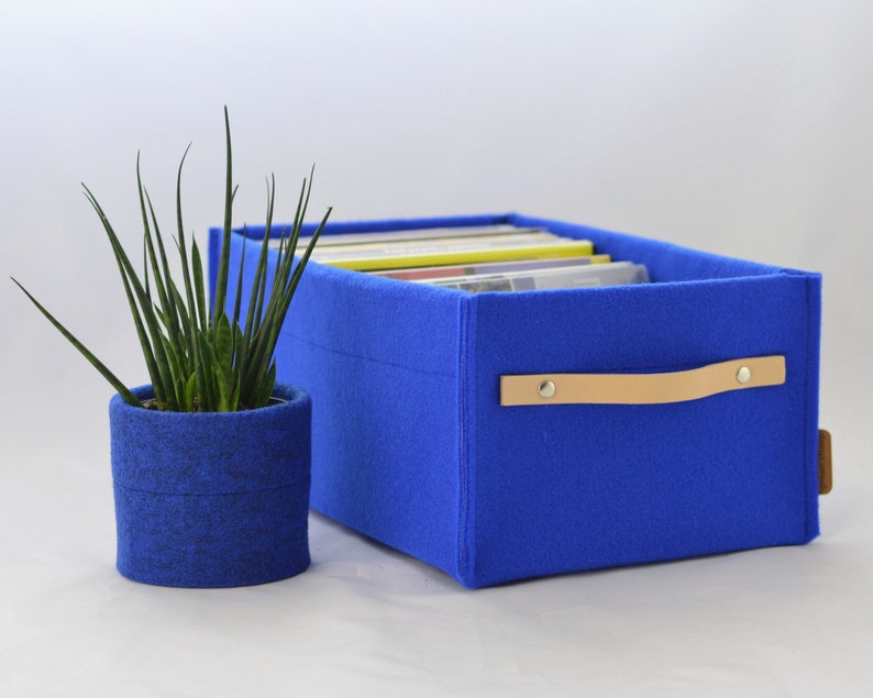 DVD Storage Box With Leather Handle Color Felt Basket Etsy