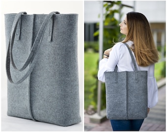 Minimalist Felt Purse, Felt tote, minimalist tote bag, Minimalist Handbag, Minimalist Tote, Grey Tote, Felt Bag, Felt Purse,  - Higher