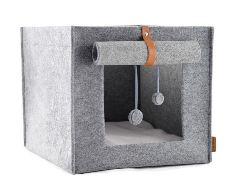 Felt and Leather Cat Bed PILLOW Included Fits to Ikea Kallax Etsy