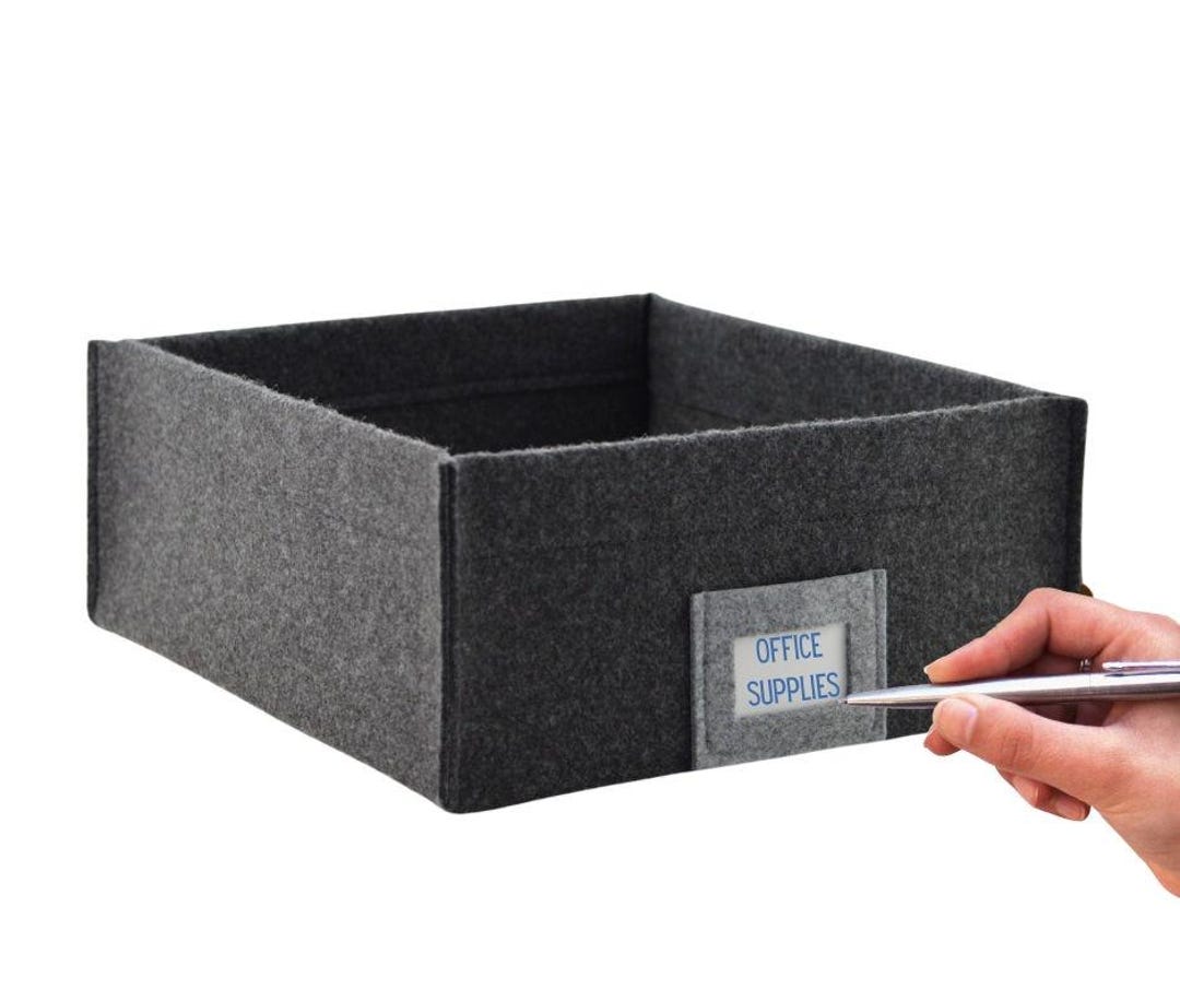 Large Storage Box With Window for Labelling, Melange Felt Low Basket ...