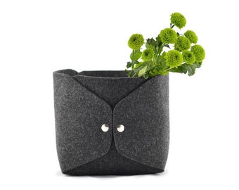 Storage basket, felt storage bin medium, felt bin, felt basket toys, storage box, storage bin, toy storage box charcoal anthracite felt