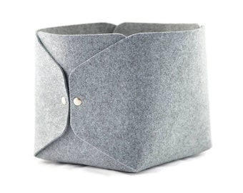 Storage basket, felt storage bin, felt bin, felt basket toys, storage box, storage bin, toy storage box grey, gray felt storage bin