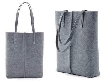 minimalist felt handbag, Gray Tote Bag, handbag, felted, modern, eco, shopping bag, shoulder bag, minimalist handbag,