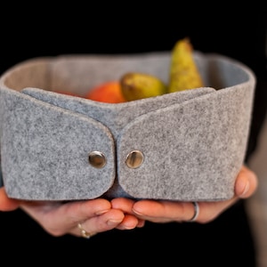 Storage basket, high medium grey felt storage bin, felt bin, bawl, plateu, storage box, storage bin, toy storage box, gray felt storage bin