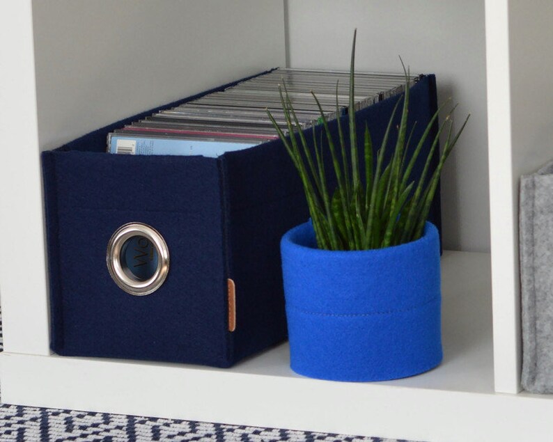 CD Storage Box With Metal Circle Color Felt Basket - Etsy