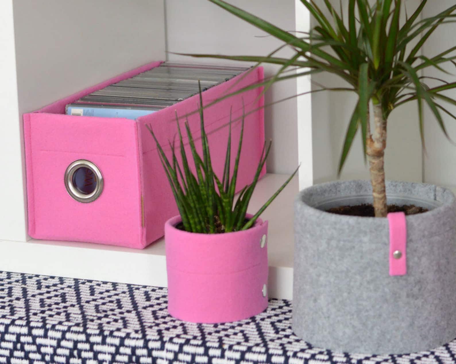 CD Storage Box With Metal Circle Color Felt Basket - Etsy