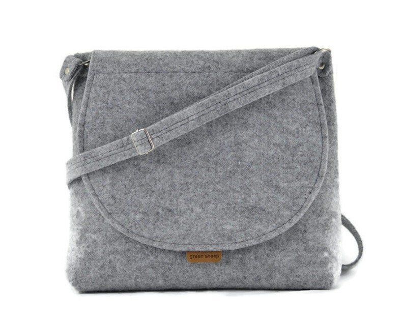 Crossbody Felt Minimalist Purse Medium Size Gray Felted Etsy