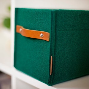 Boîte de rangement pour CD avec poignée en cuir, panier en feutre, organiseur de CD de style scandinave minimaliste, insert express Ikea kallax, cadeau de pendaison de crémaillère image 5