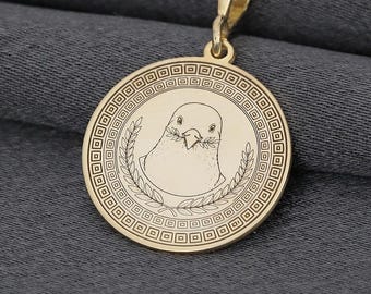 14K Gold Engraved Dove Necklace – Peace Bird Pendant, Minimal Nature Jewelry