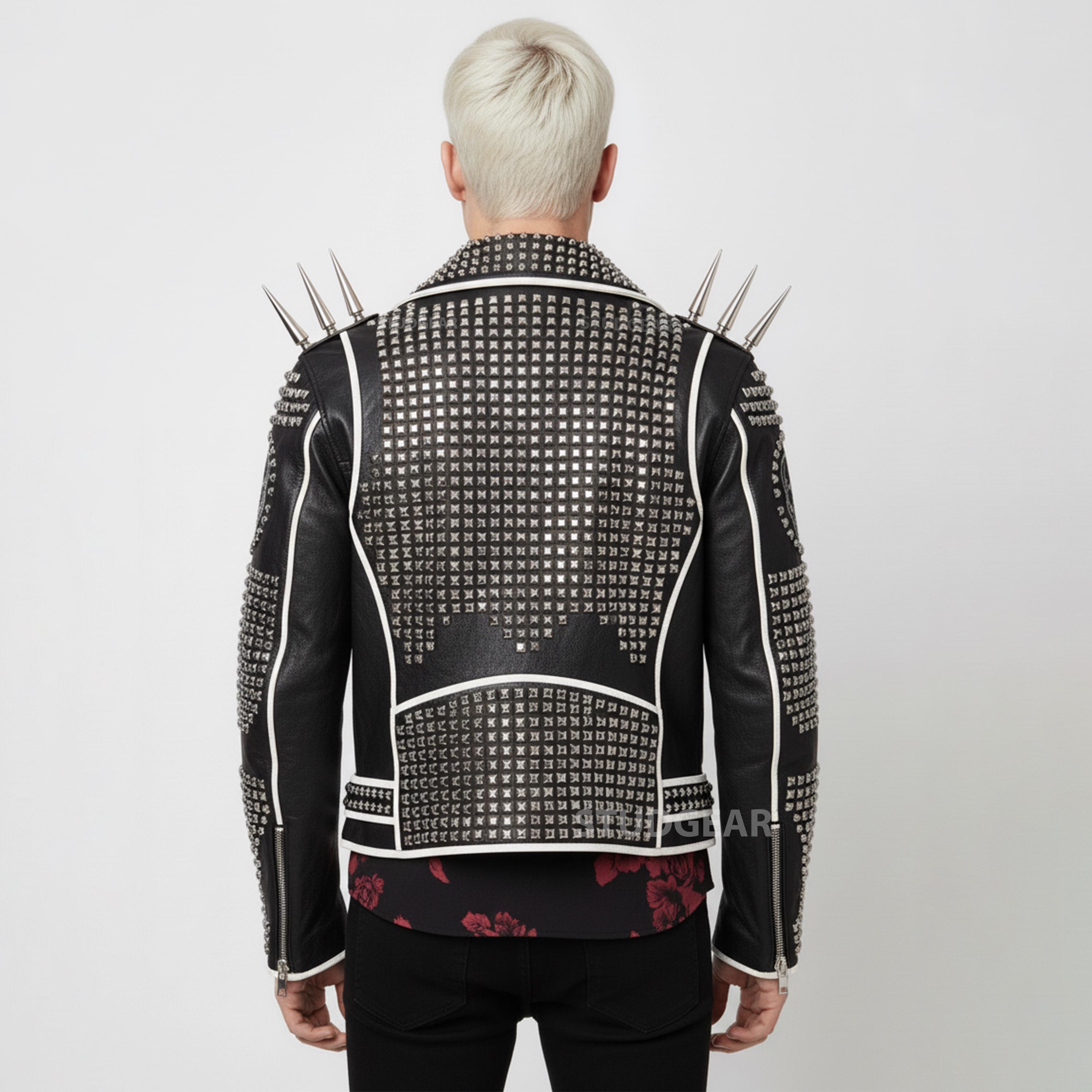 Studded Jacket | Multiple Colors Leather Spiked Coat | Pyramid