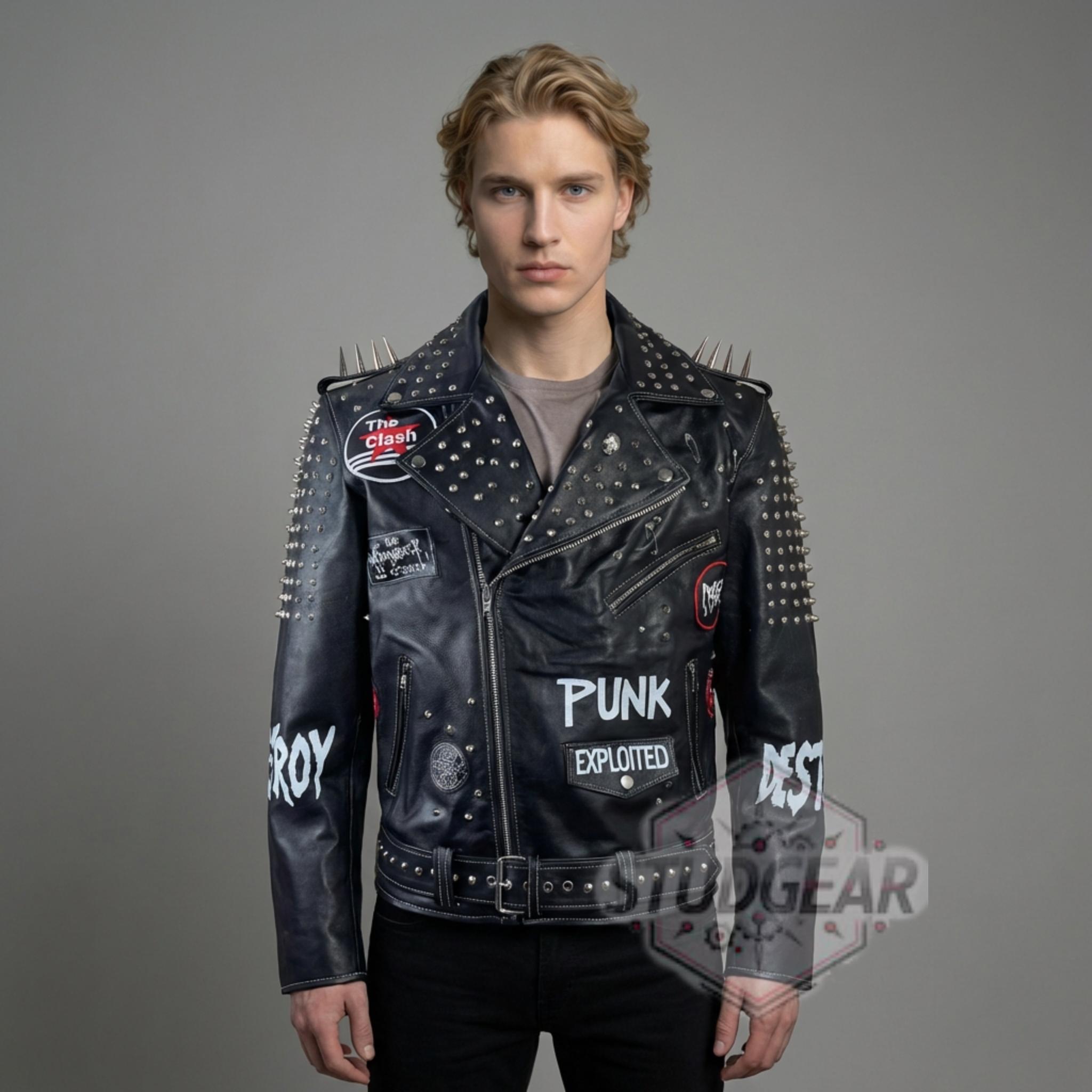 Studded Biker Jacket | Exploited Anarchy Punks Not Dead Spiked