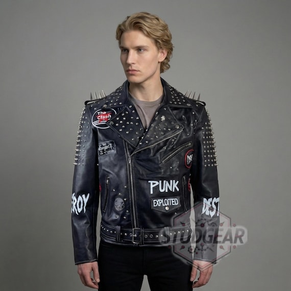 Studded Biker Jacket | Exploited Anarchy Punks Not Dead Spiked