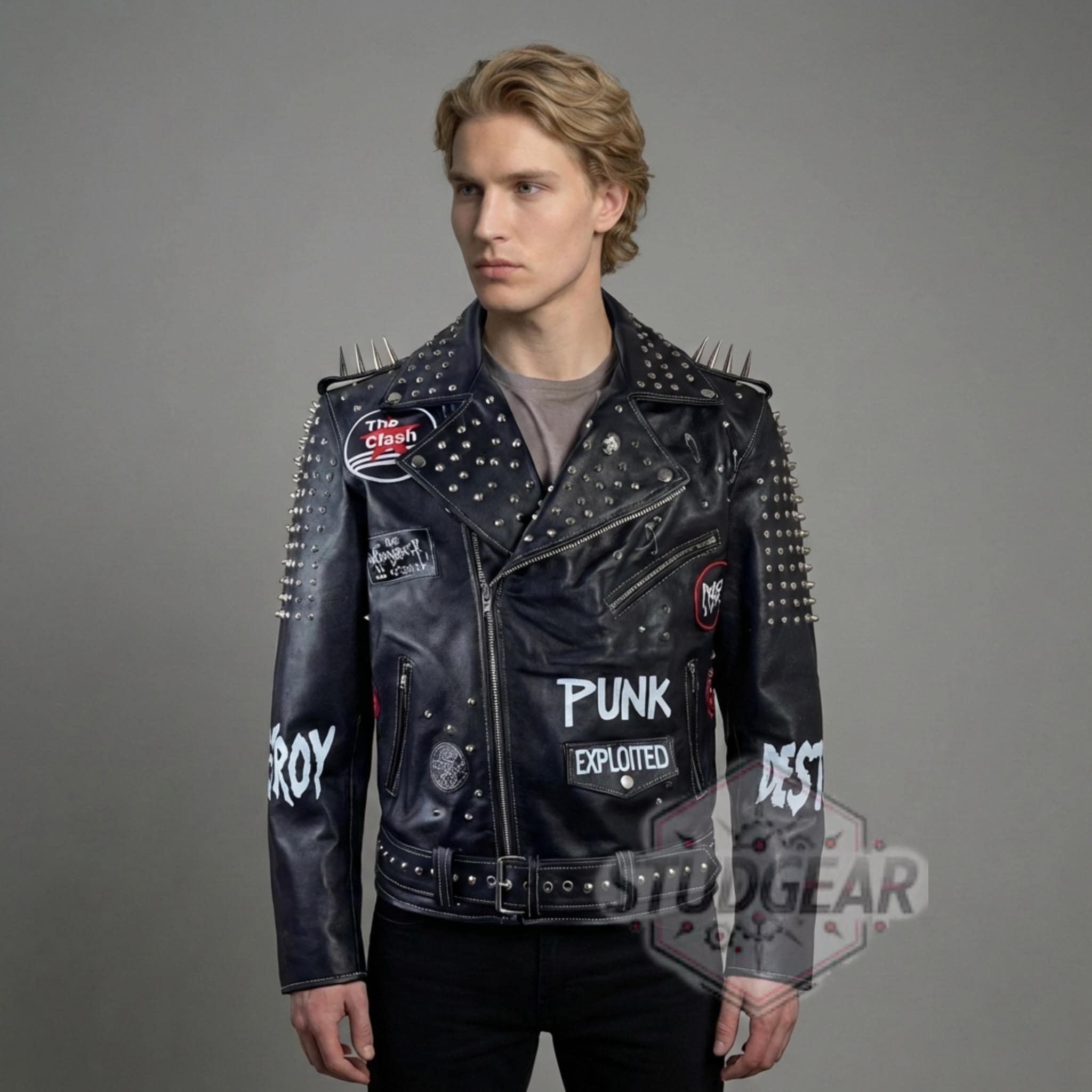 Studded Biker Jacket | Exploited Anarchy Punks Not Dead Spiked
