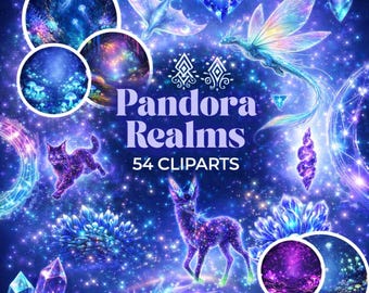 Bioluminescent Clipart Bundle • Avatar Inspired Fantasy PNG (54 Files, Digital Download)