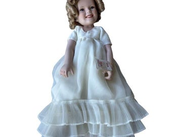 Shirley Temple Elke Hutchens Danbury Mint MBI Porcelain Doll White Gown 17"