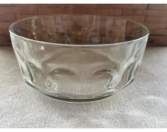 Vintage Arcoroc France Glass Thumbprint Coin Dot Serving Bowl 7 Inch Round
