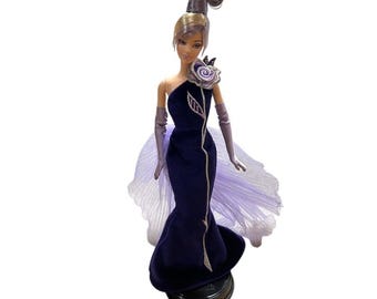 Bob Mackie  Barbie Collector Edition Purple Velvet Gown Lavender Hair 2001