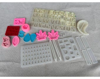 Silicone Resin Casting Molds Lot Alphabet Gummy Bear Cannabis Leaf Shapes DIY