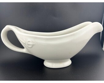 Salsera vintage HALL de hierro blanco con asa para restaurante, pesada