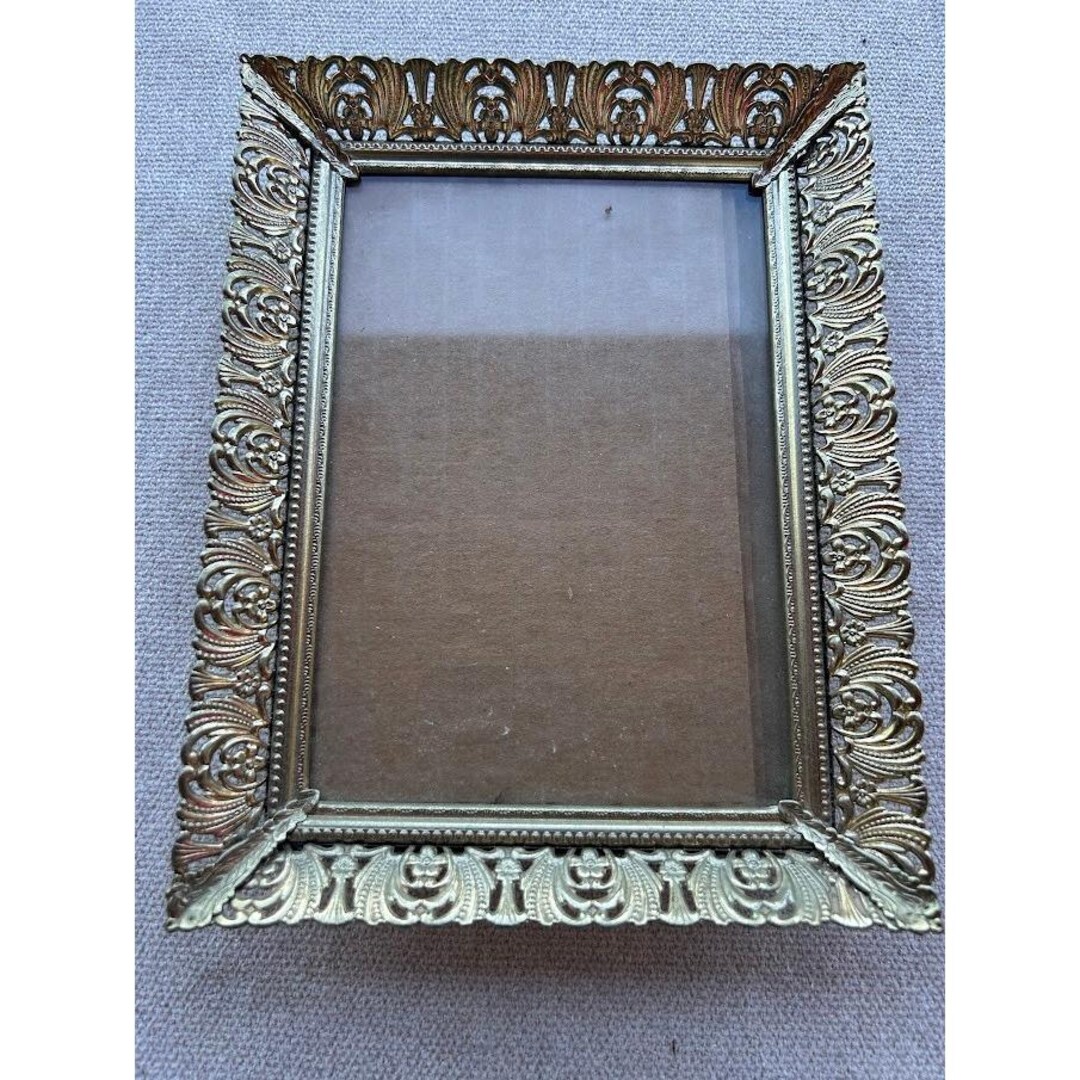 Vintage Gold Filigree Metal Picture Frame Ornate Floral Scrollwork ...