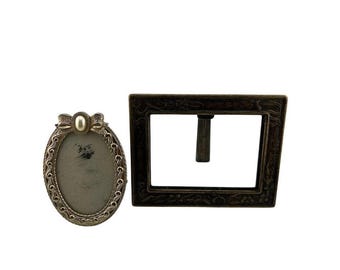 Vintage Metal Picture Frames Set of 2 Floral Antique Gold Oval Square