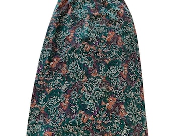 Vintage Vino de Casa Floral Velvet Maxi Skirt XXS Teal Midi 3 Cottagecore