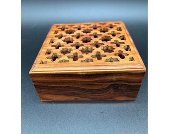Hand Carved Indian Hardwood Wood box India Intricate Trinket Box