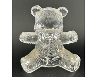 Vintage Lead Crystal Glass Bear with scarf Figurine Collectible